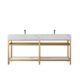 Vinnova Bilbao 72" Vanity with Brushed-gold stainless steel bracket match with Snow mountain-white stone Countertop With Mirror  701172-BG-SMB - Image 10