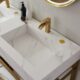 Vinnova Bilbao 72" Vanity with Brushed-gold stainless steel bracket match with Snow mountain-white stone Countertop With Mirror  701172-BG-SMB - Image 6