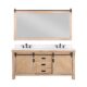 Vinnova Cortes 72" Double Sink Bath Vanity in Weathered Pine with White Composite Countertop and Mirror  701772-WP-WS