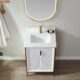 Vinnova Granada 24" Vanity in White with White Composite Grain Stone Countertop With Mirror  736024-WH-GW - Image 5