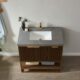 Vinnova Donostia 36" Vanity in Walnut with Grey Composite Armani limestone board stone countertop With Mirror  737036-NLW-ALB - Image 14