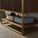 Vinnova Donostia 36" Vanity in Walnut with Grey Composite Armani limestone board stone countertop With Mirror  737036-NLW-ALB - Image 9