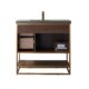 Vinnova Donostia 36" Vanity in Walnut with Grey Composite Armani limestone board stone countertop With Mirror  737036-NLW-ALB - Image 10