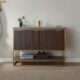Vinnova Donostia 48" Vanity in Walnut with Grey Composite Armani limestone board stone countertop With Mirror  737048-NLW-ALB - Image 11