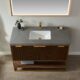 Vinnova Donostia 48" Vanity in Walnut with Grey Composite Armani limestone board stone countertop With Mirror  737048-NLW-ALB - Image 5