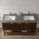 Vinnova Donostia 60" Vanity in Walnut with Grey Composite Armani limestone board stone countertop With Mirror  737060-NLW-ALB - Image 14