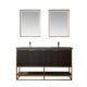 Vinnova Donostia 60" Vanity in Walnut with Grey Composite Armani limestone board stone countertop With Mirror  737060-NLW-ALB