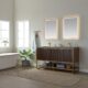 Vinnova Donostia 60" Vanity in Walnut with Grey Composite Armani limestone board stone countertop With Mirror  737060-NLW-ALB - Image 3