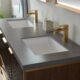 Vinnova Donostia 60" Vanity in Walnut with Grey Composite Armani limestone board stone countertop With Mirror  737060-NLW-ALB - Image 7