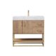 Vinnova Alistair 36" Single Vanity in North American Oak with White Grain Stone Countertop With Mirror  789036-NO-GW - Image 13