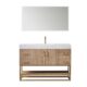 Vinnova Alistair 48" Single Vanity in North American Oak with White Grain Stone Countertop With Mirror  789048-NO-GW