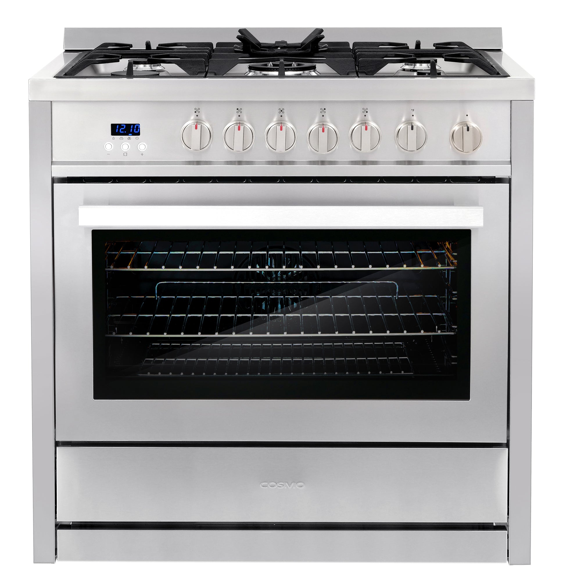 images Cosmo 36'' 3.8 cu. ft. Single Oven Gas Range with 5 Burner Cooktop and Heavy Duty Cast Iron Grates in Stainless Steel COS-965AGC - Image 1