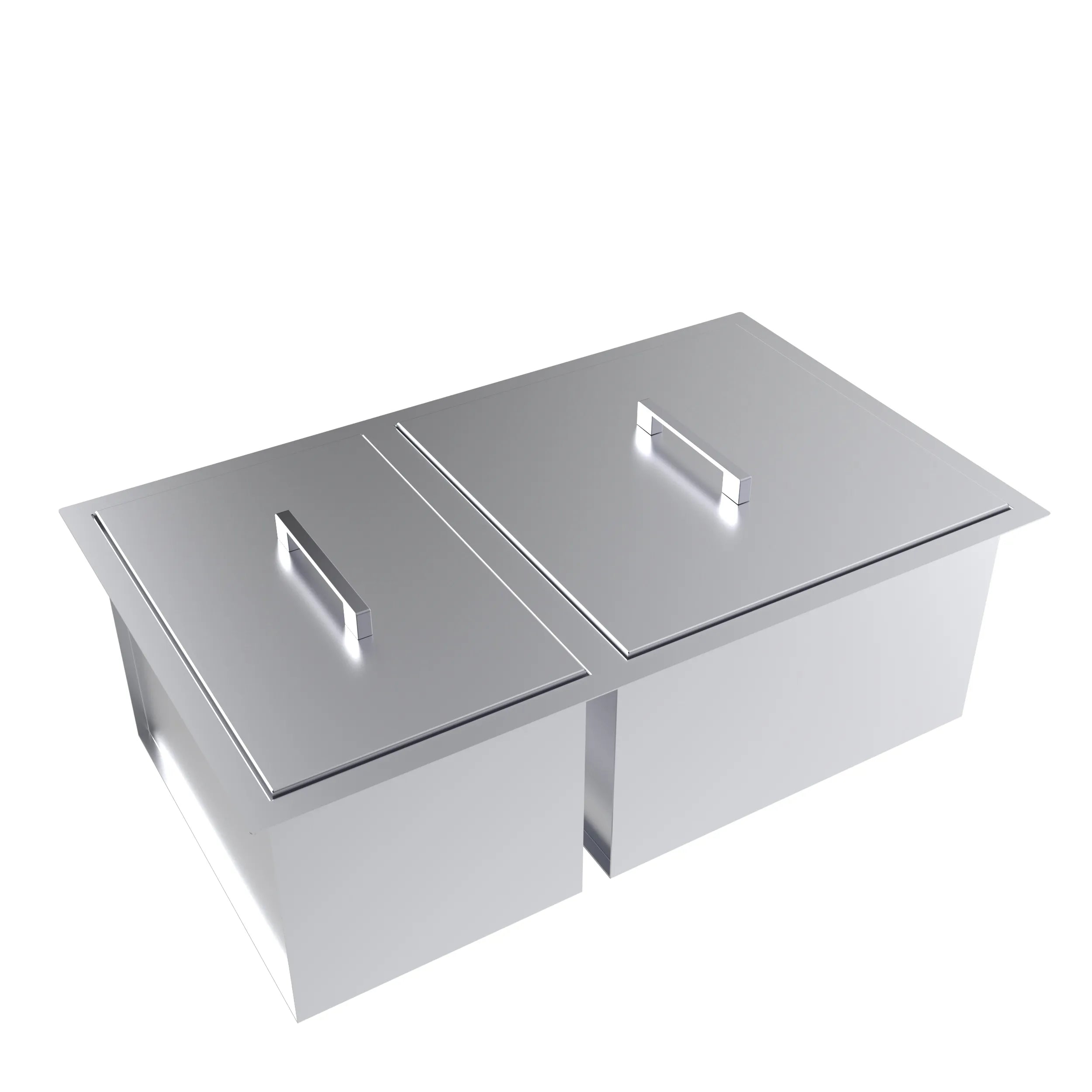 images Sunstone Over/Under 34" x 12" Height Double Basin Sink with 2 Covers B-SK34 - Image 1