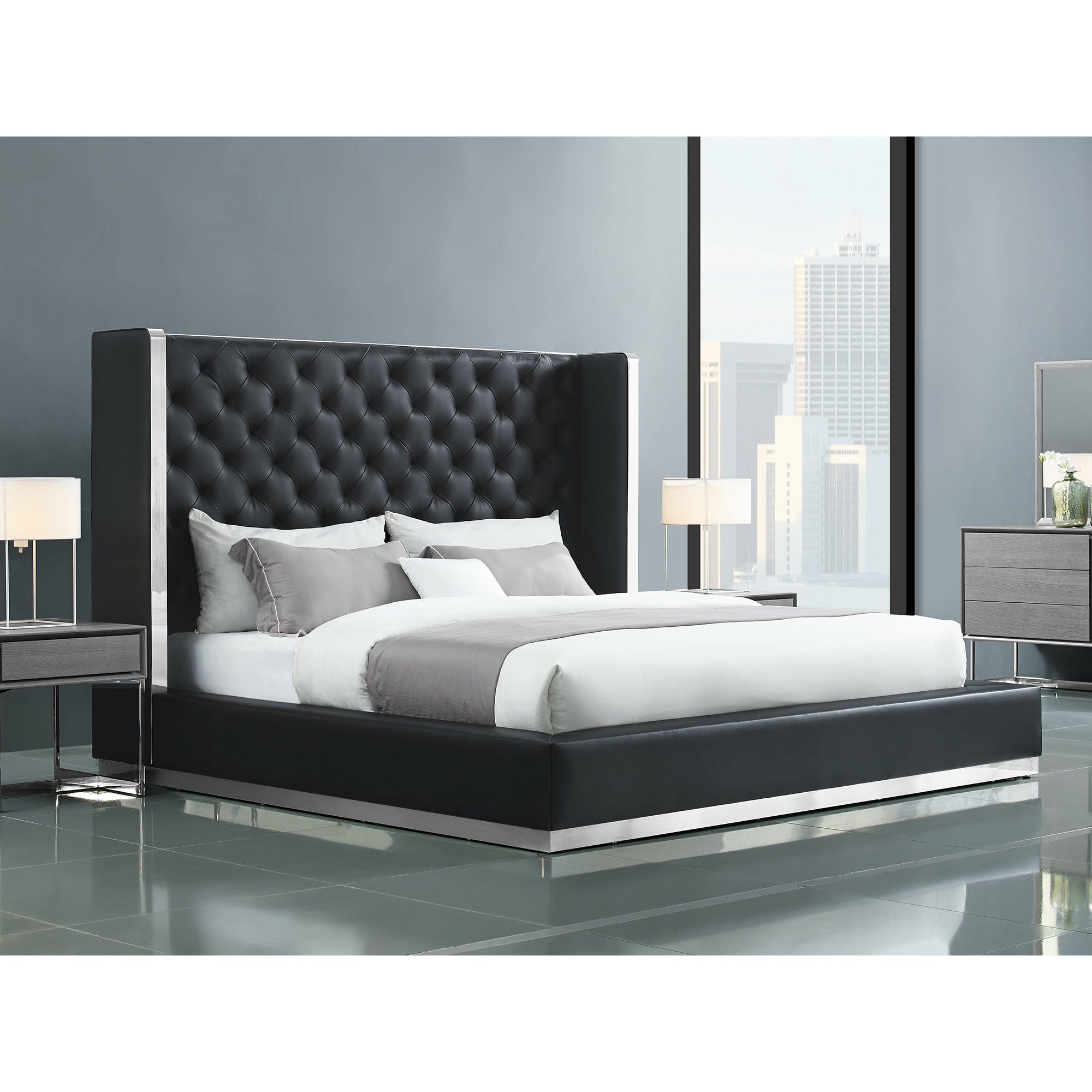 images Whiteline Modern Living - Abrazo Bed King BK1356P-BLK - Image 1