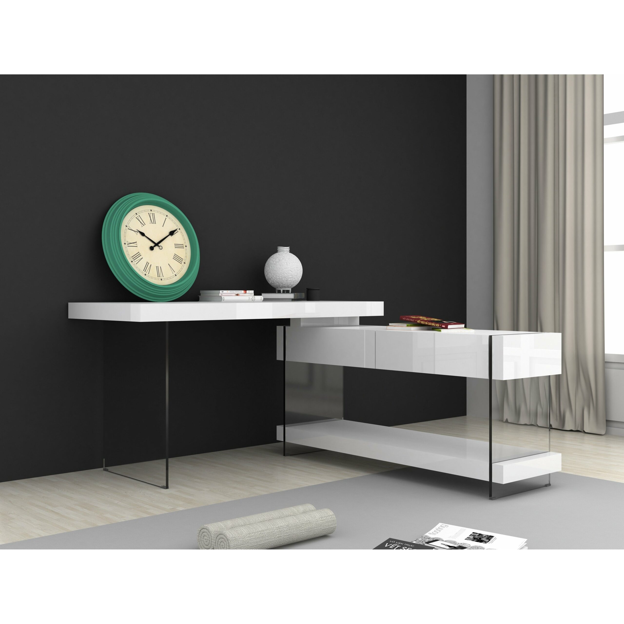 images J&M Furniture Cloud Desk White High Gloss 179921-D - Image 1