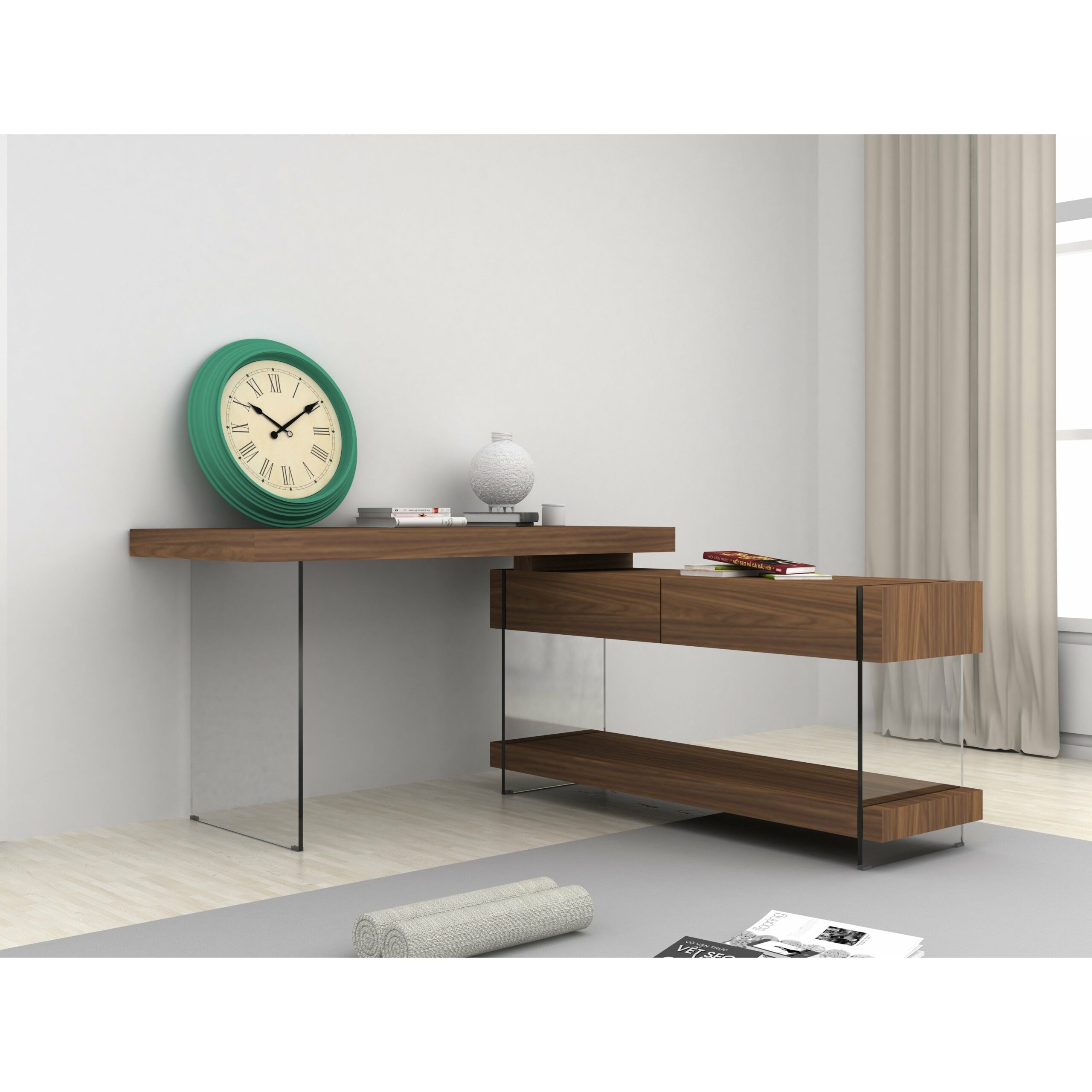images J&M Furniture Elm Desk White High Gloss 178852-D - Image 1