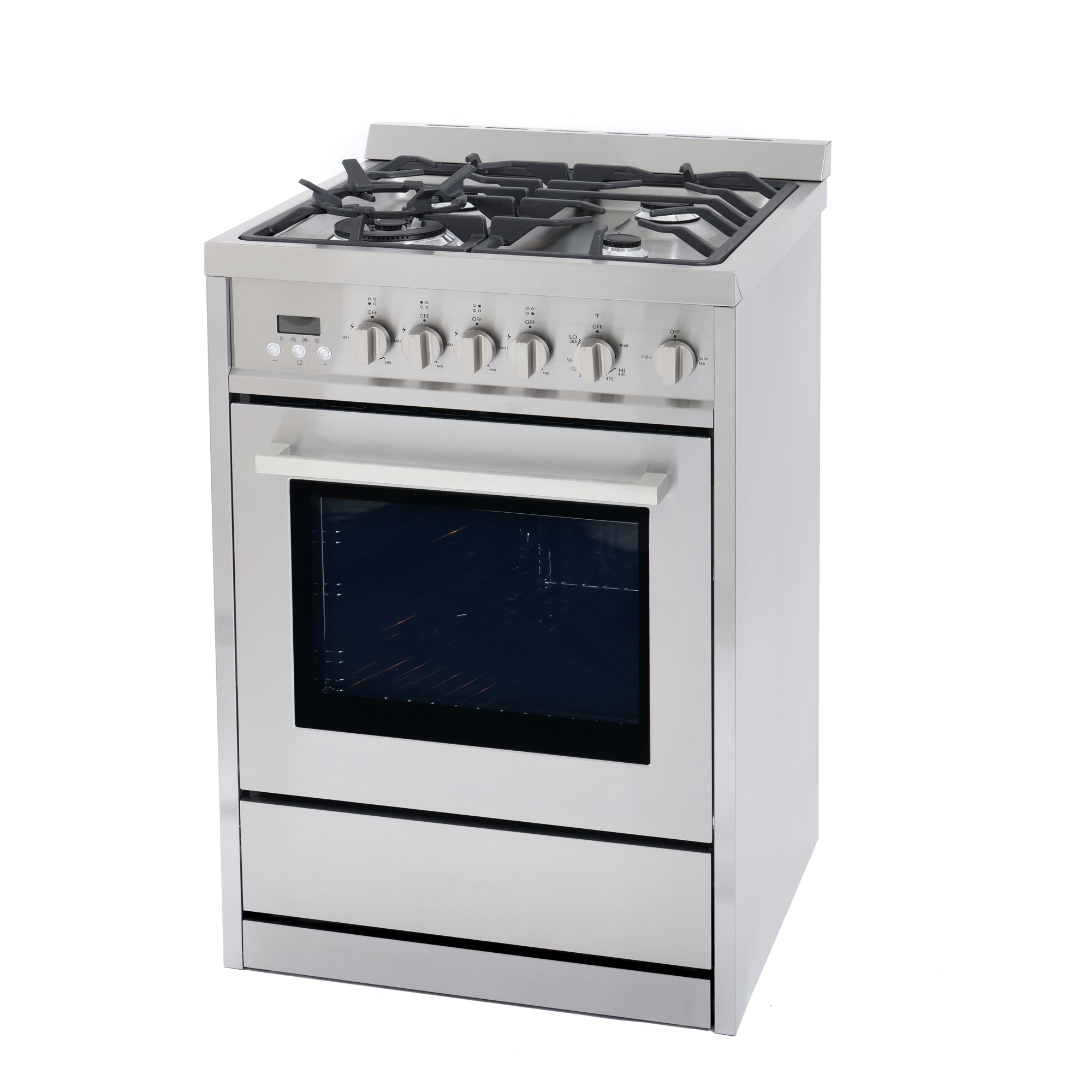 images Cosmo 24'' 2.73 cu. ft. Single Oven Gas Range with 4 Burner Cooktop and Heavy Duty Cast Iron Grates in Stainless Steel COS-244AGC - Image 1