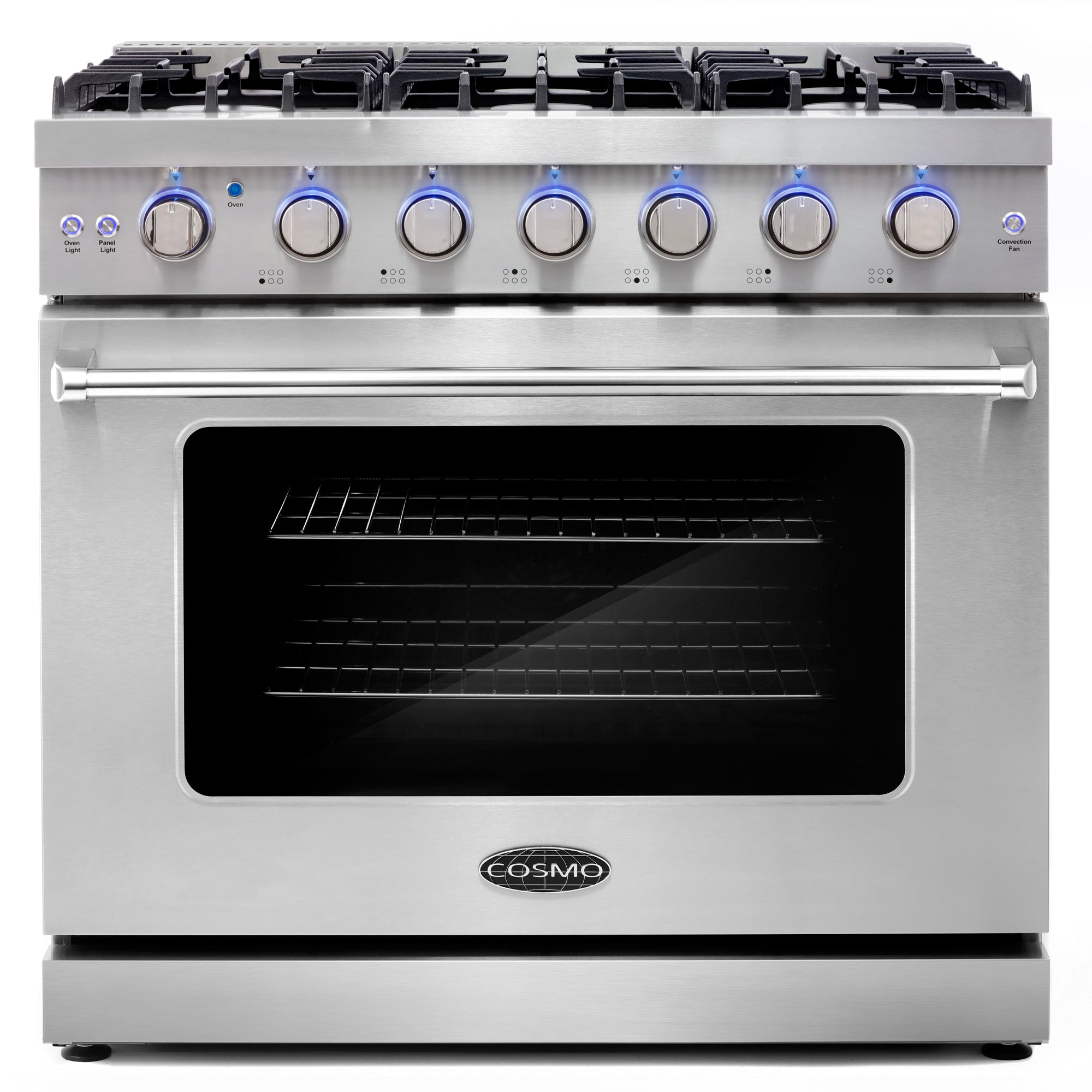 images Cosmo 36'' 6.0 cu. ft. Commercial Gas Range with Convection Oven in Stainless Steel with Storage Drawer COS-EPGR366 - Image 1