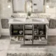 Eviva Aberdeen 60" Gray Transitional Double Sink Bathroom Vanity with White Carrara Top-EVVN412-60GR - Image 6