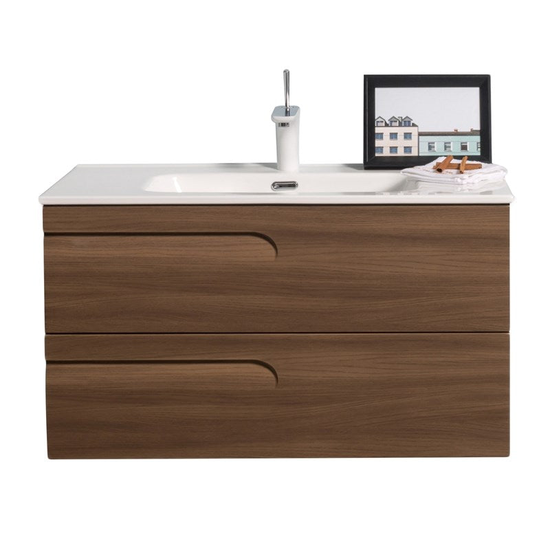 images Eviva Joy 39" Graywood Wall Mount Bathroom Vanity with White Integrated Top -EVVN23-39GW-WM - Image 1