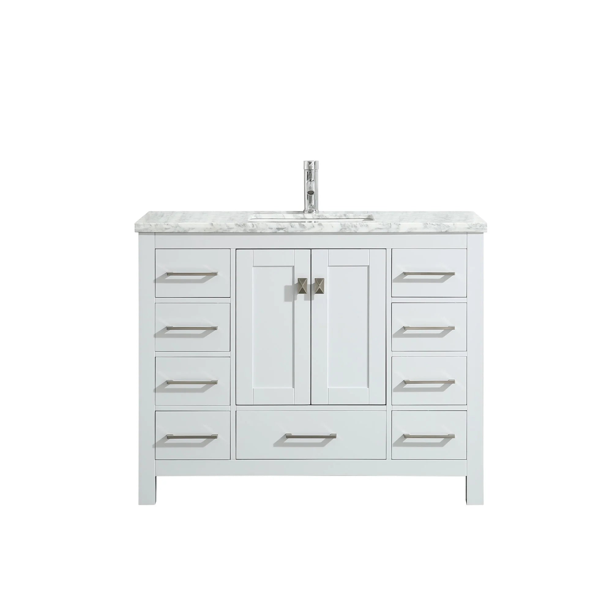 images Eviva London 48" x 18" White Transitional Bathroom Vanity with White Carrara Top-TVN414-48X18WH - Image 1