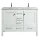 Eviva London 48" x 18" White Transitional Double Sink Bathroom Vanity with White Carrara Top-TVN414-48X18WH-DS