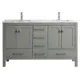 Eviva London 60" x 18" Gray Transitional Double Sink Bathroom Vanity with White Carrara Top-TVN414-60X18GR
