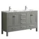 Eviva London 60" x 18" Gray Transitional Double Sink Bathroom Vanity with White Carrara Top-TVN414-60X18GR - Image 2