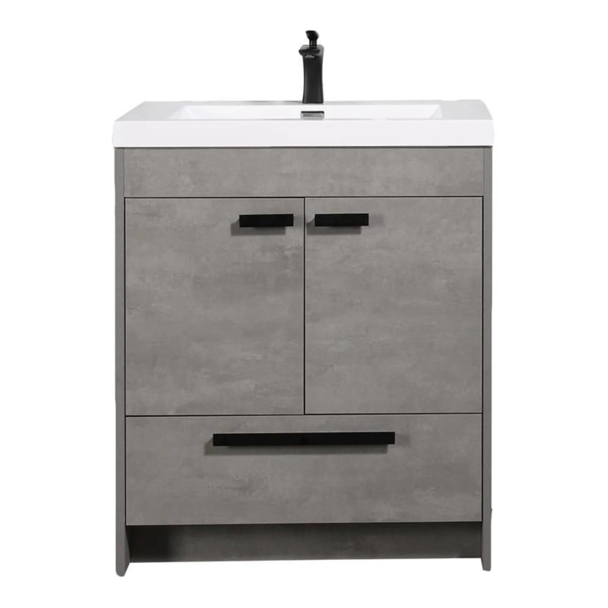 images Eviva Lugano 30" Cement Gray Modern Bathroom Vanity with White Integrated Top-EVVN750-8-30CGR - Image 1