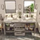 Eviva Lugano 60" Cement Gray Modern Double Sink Bathroom Vanity with White Integrated Top-EVVN1500-8-60CGR - Image 3