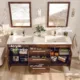 Eviva Lugano 60" Rosewood Modern Double Sink Bathroom Vanity with White Integrated Top-EVVN1500-8-60RSWD - Image 2