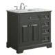 Eviva Monroe 36" Gray Transitional Bathroom Vanity with White Carrara Top-EVVN123-36GR - Image 2