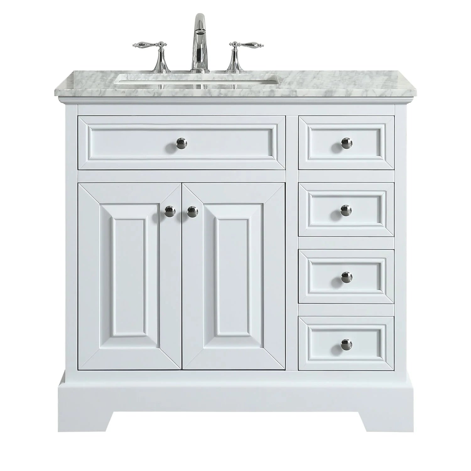 images Eviva Monroe 36" White Transitional Bathroom Vanity with White Carrara Top-EVVN123-36WH - Image 1