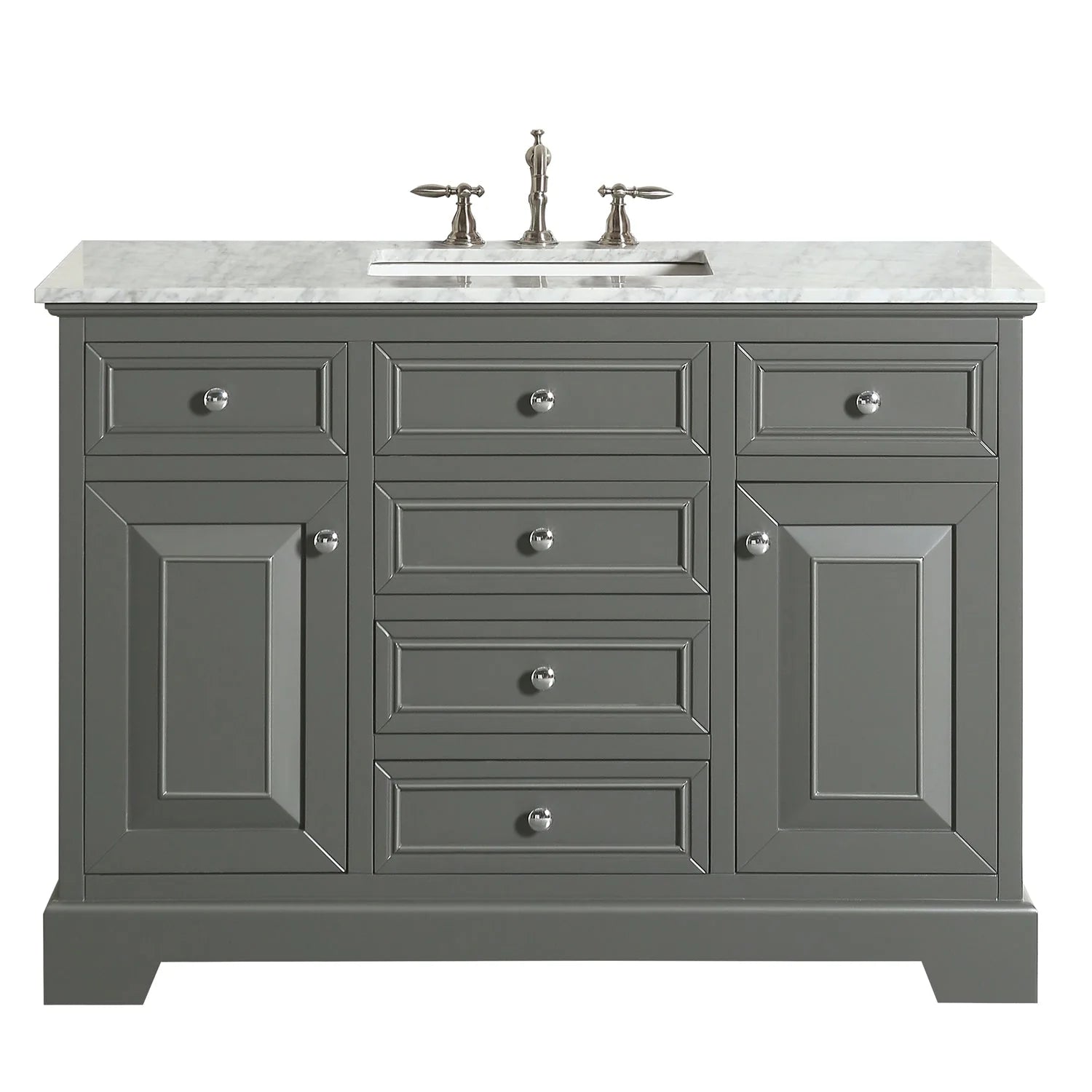 images Eviva Monroe 48" Gray Transitional Bathroom Vanity with White Carrara Top -EVVN123-48GR - Image 1