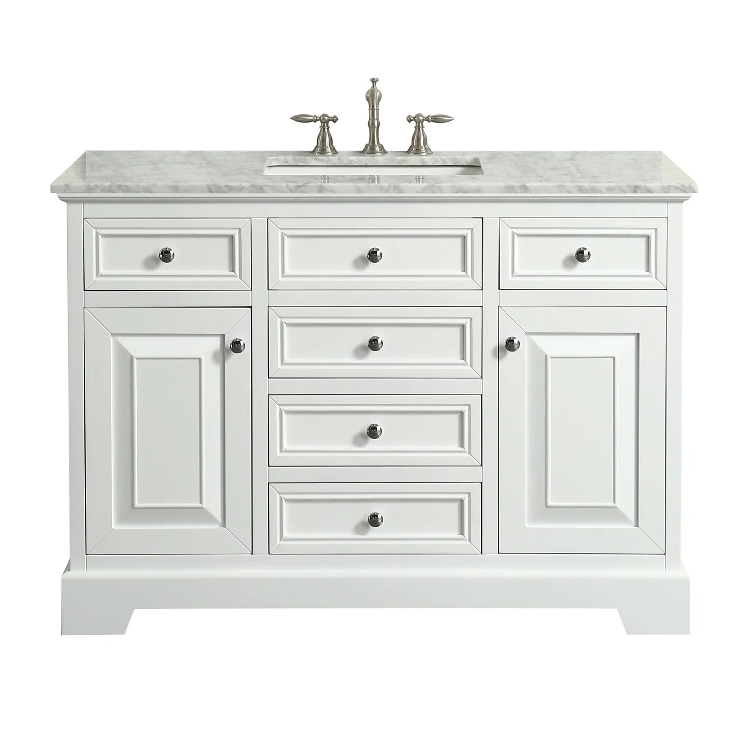 images Eviva Monroe 48" White Transitional Bathroom Vanity with White Carrara Top-EVVN123-48WH - Image 1