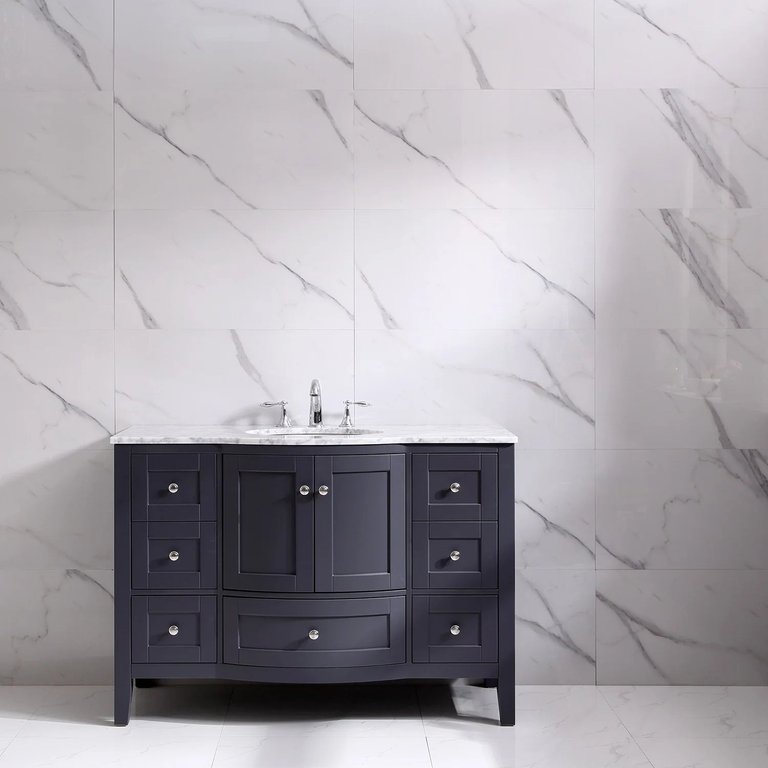 images Eviva Stanton 48" Dark Gray Transitional Bathroom Vanity with White Carrara Top-EVVN04-48DG - Image 1