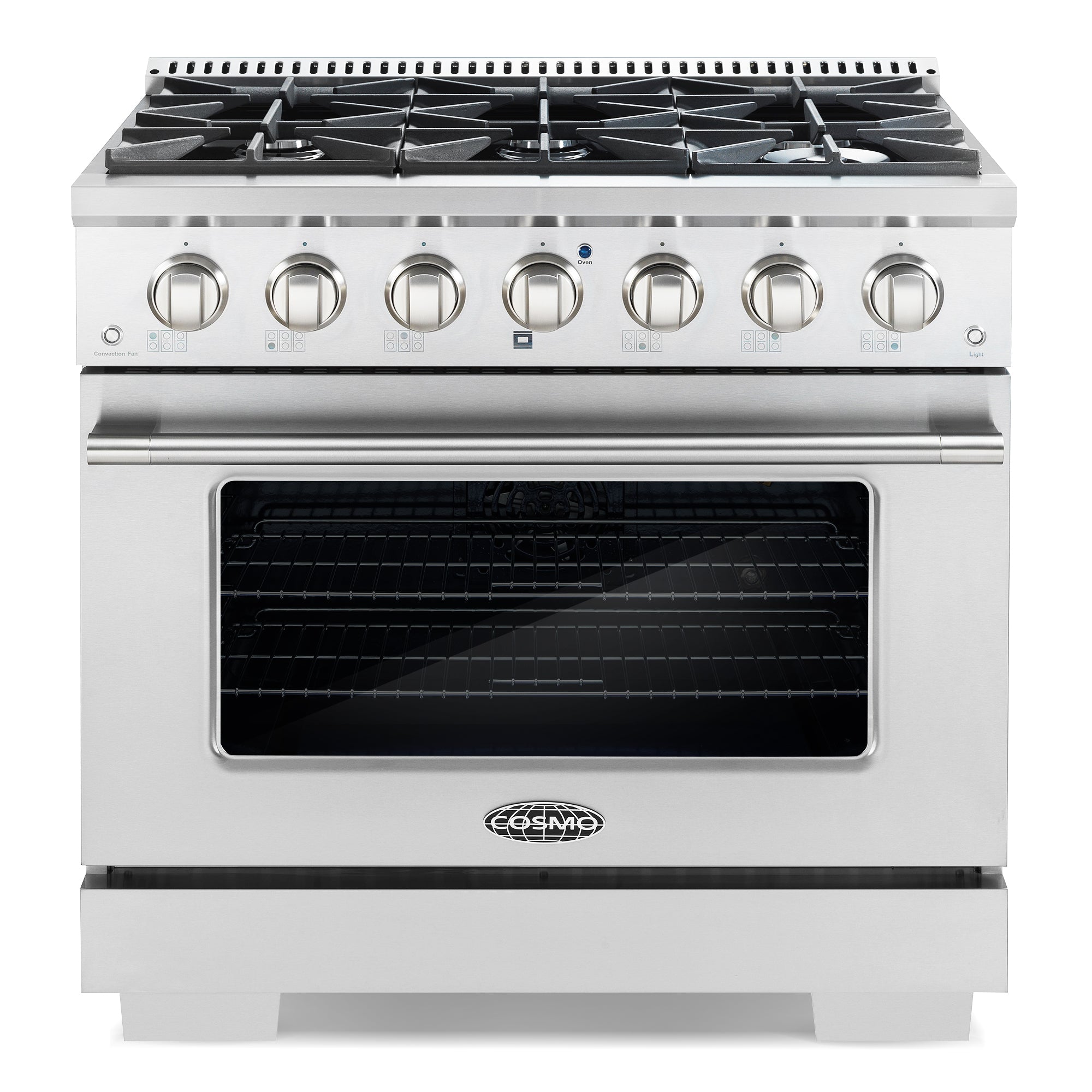 images Cosmo Commercial-Style 36'' 4.5 cu. ft. Gas Range with 6 Italian Burners and Heavy Duty Cast Iron Grates in Stainless Steel COS-GRP366 - Image 1