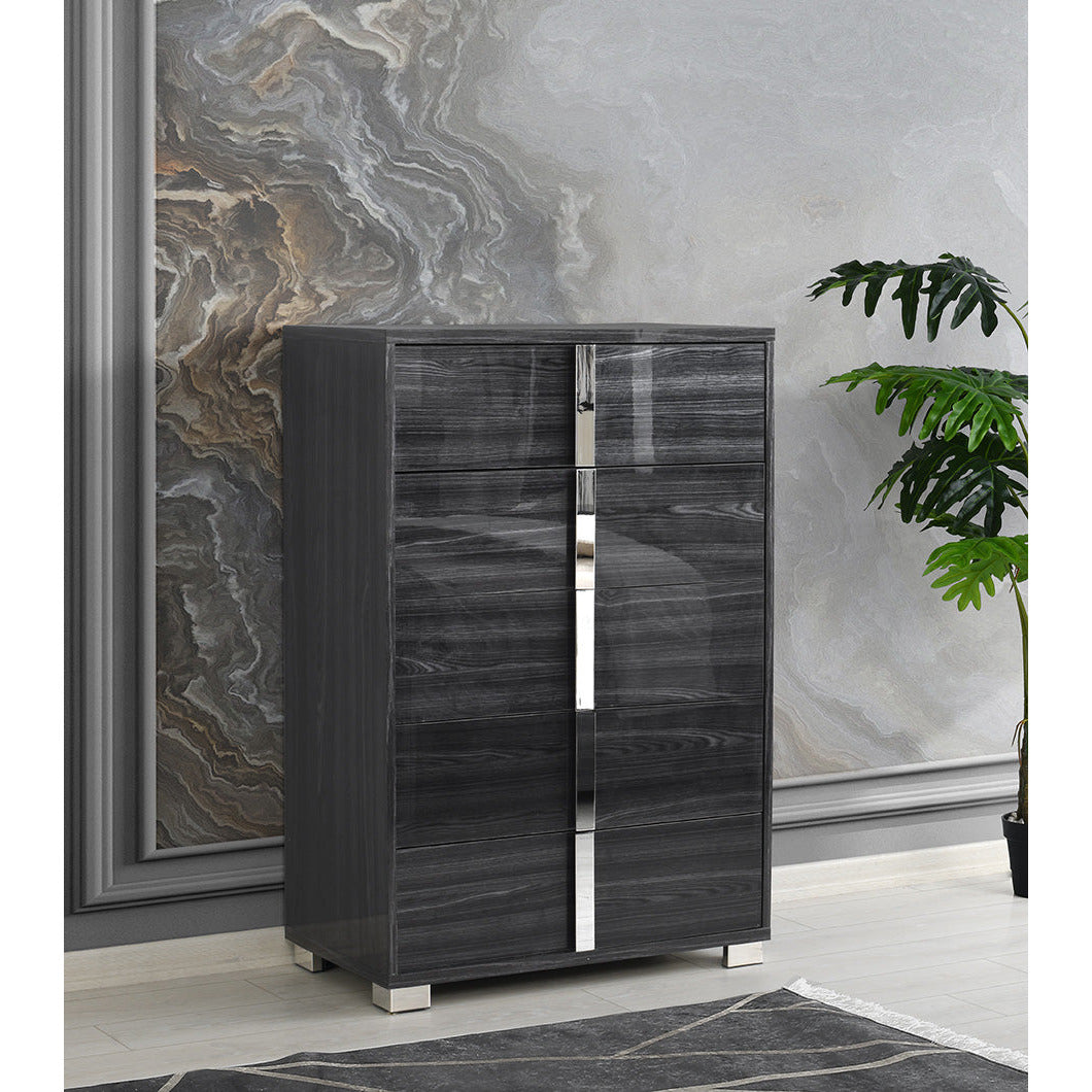 images J&M Furniture Giulia Chest in Glossy Gray SR11-103 - Image 1