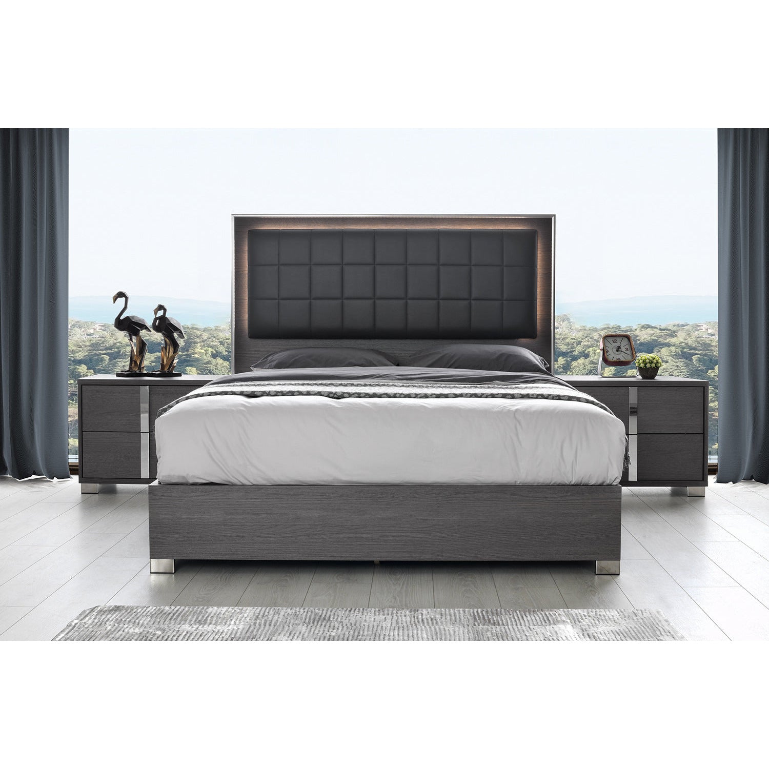 images J&M Furniture Giulia King Bed in Matte Gray SR08-203K - Image 1
