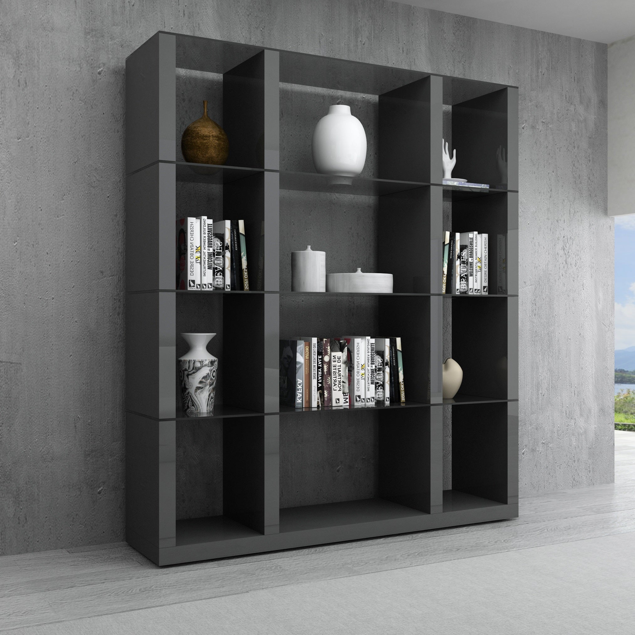 images J&M Furniture Cloud Wall Unit in Grey High Gloss 177031-G - Image 1
