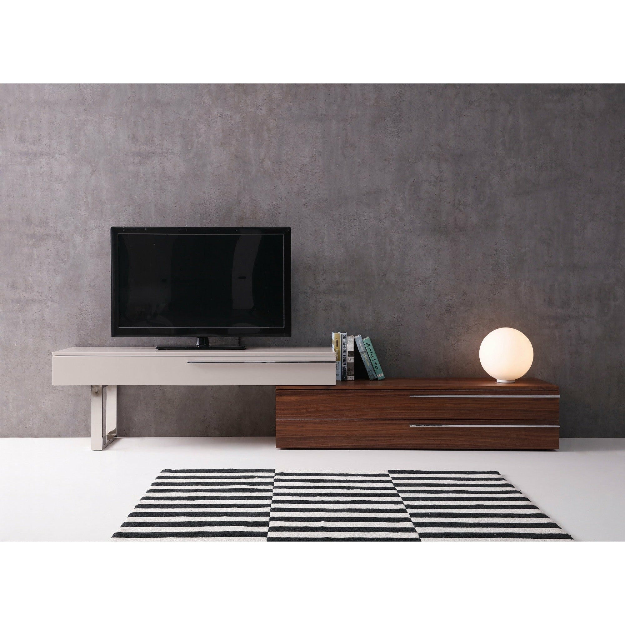 images J&M Furniture CE Hudson TV Base in Walnut & Taupe 17475-WT - Image 1
