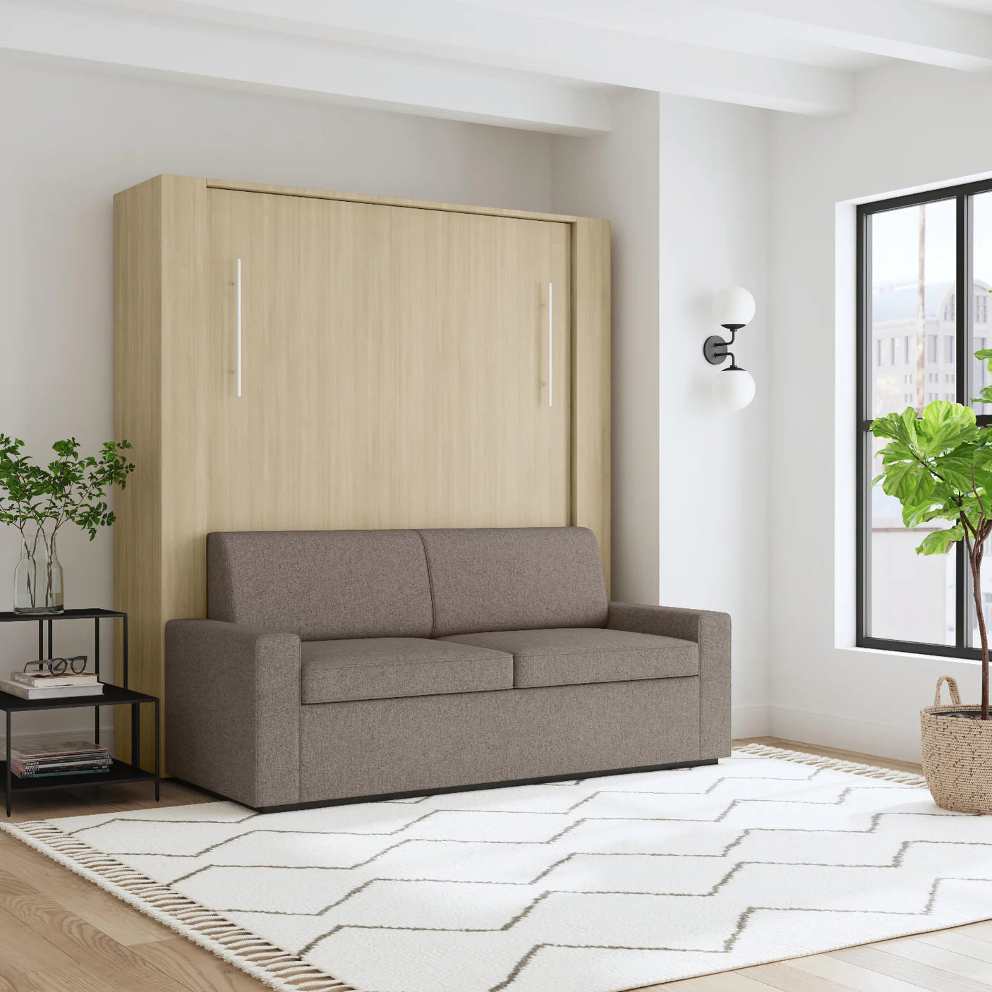 images Queen Size Murphy Bed with Couch & Large Storage Cabinet | Inovabed - Image 1