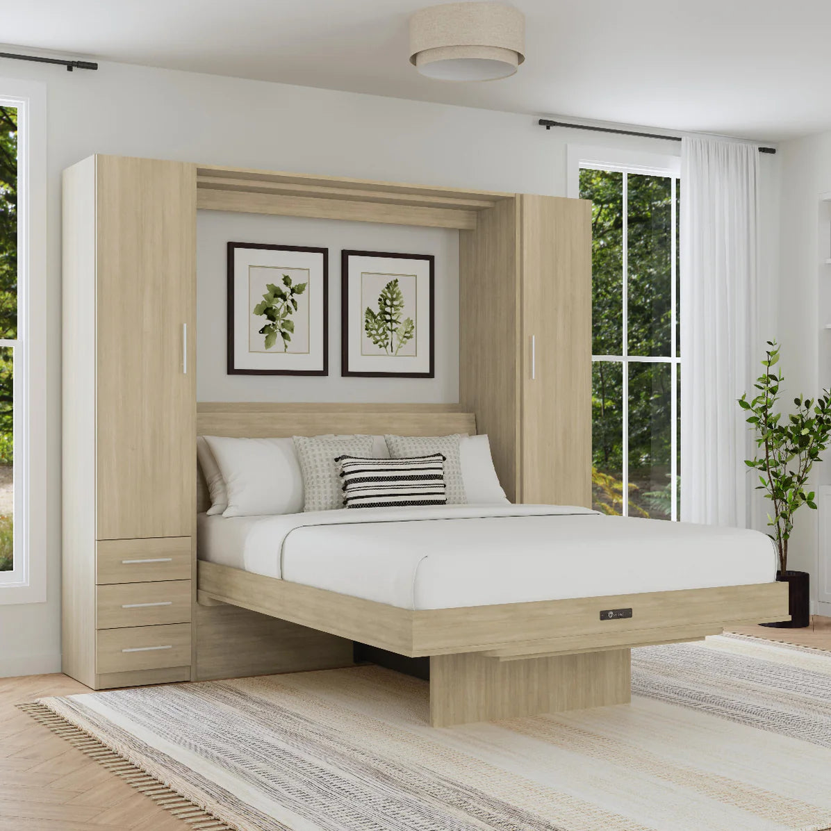 images Queen Size Murphy Bed with Table and Side Cabinets | Inovabed - Image 1