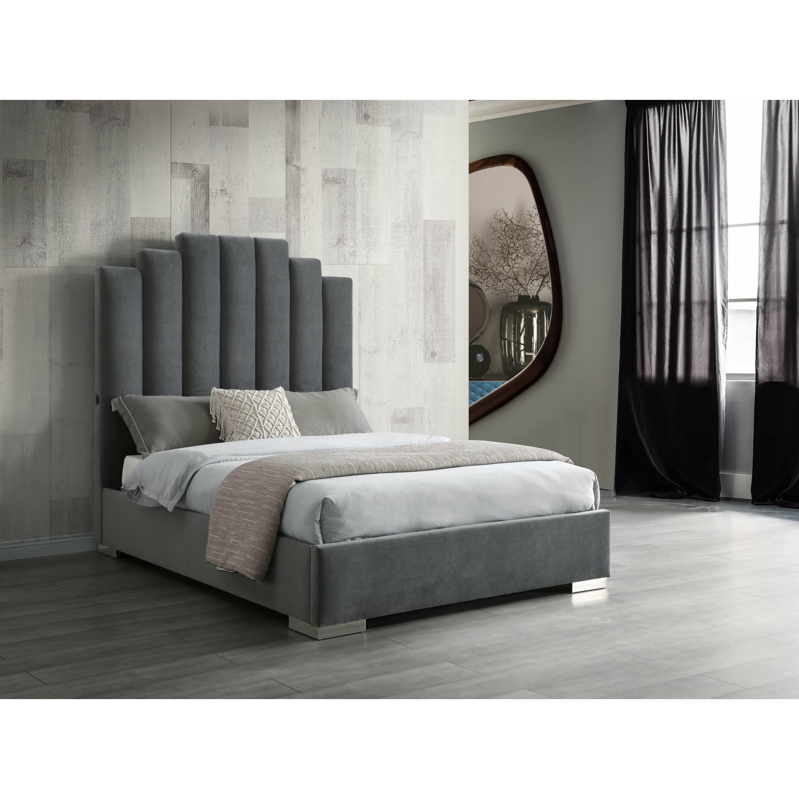 images Whiteline Modern Living - Jordan Queen Bed BQ1688F-GRY - Image 1