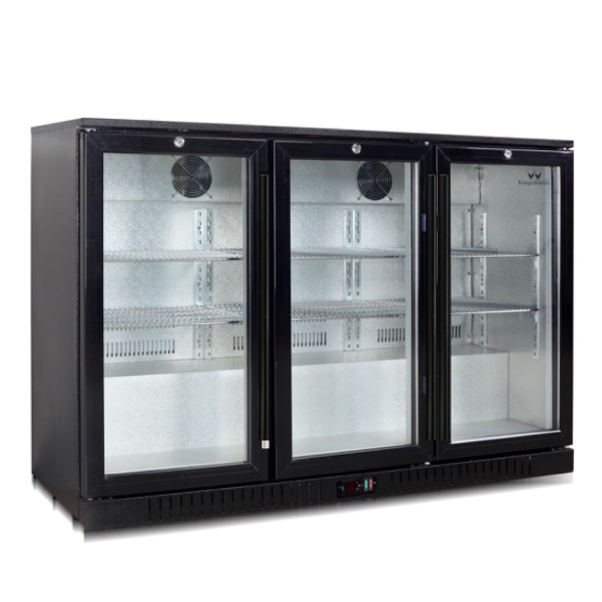 images Kings Bottle Commercial Grade Back Bar Fridge, 3 Self-closing Glass Door KBU-328-BP - Image 1