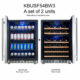Kings Bottle 48" 3-Zone LOW E Glass Beverage and Wine Cooler Combo KBUSF54BW3-SS - Image 2