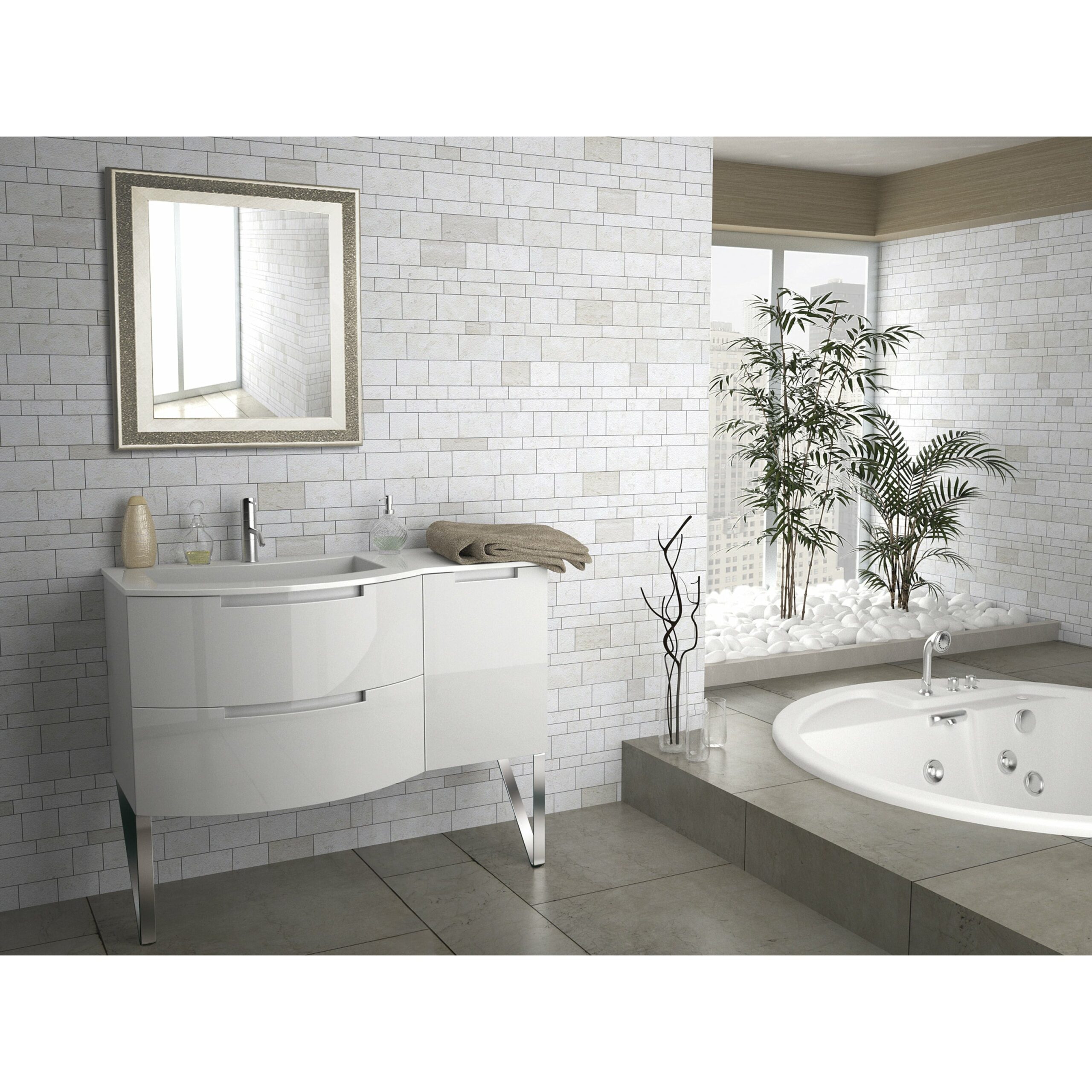 images LaToscana Oasi 53" Vanity With Right Side Cabinet OA53OPT2W - Image 1