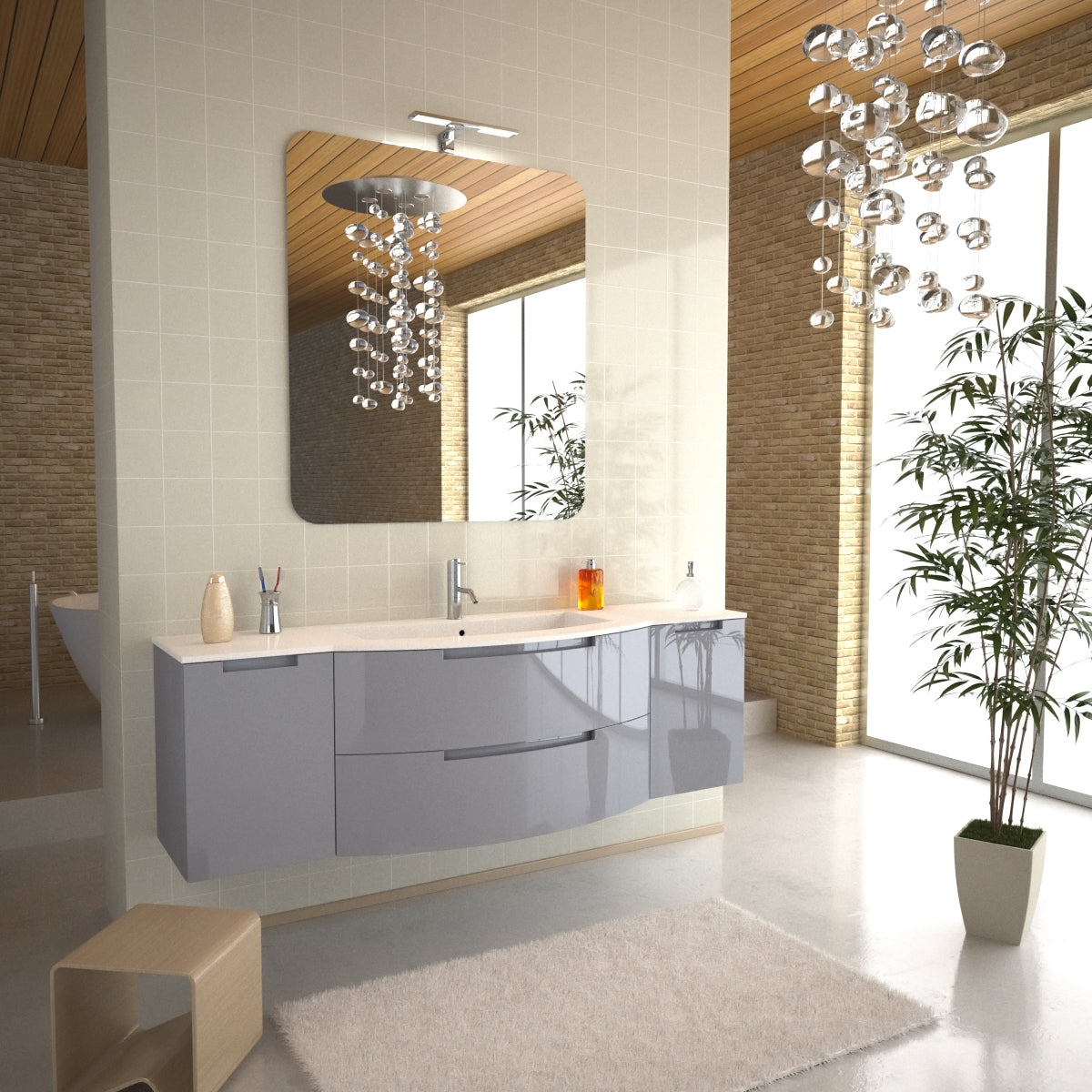 images LaToscana Oasi 67" Vanity With Both Side Cabinets OA67OPT4G - Image 1