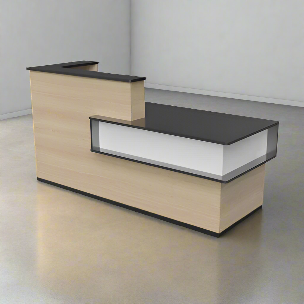 images 84" Modern Reception Desk | Pre-Assembled Laminate Front Counter - Image 1