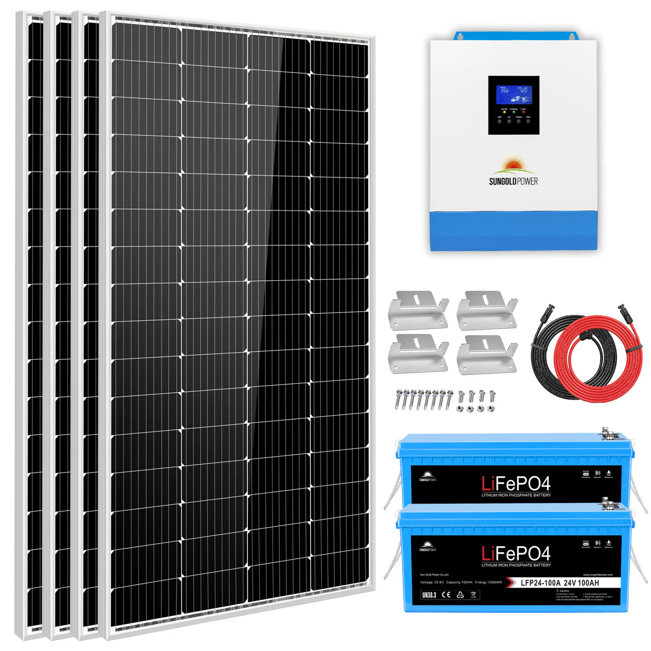 images SunGoldPower Solar Kit 3000W 24V Inverter 120V output Lithium Battery 800 Watt Solar Panel SGKT-3PRO - Image 1